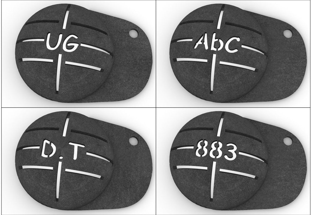 Personalize the alignment marker with your initials or with numbers (3 max.)